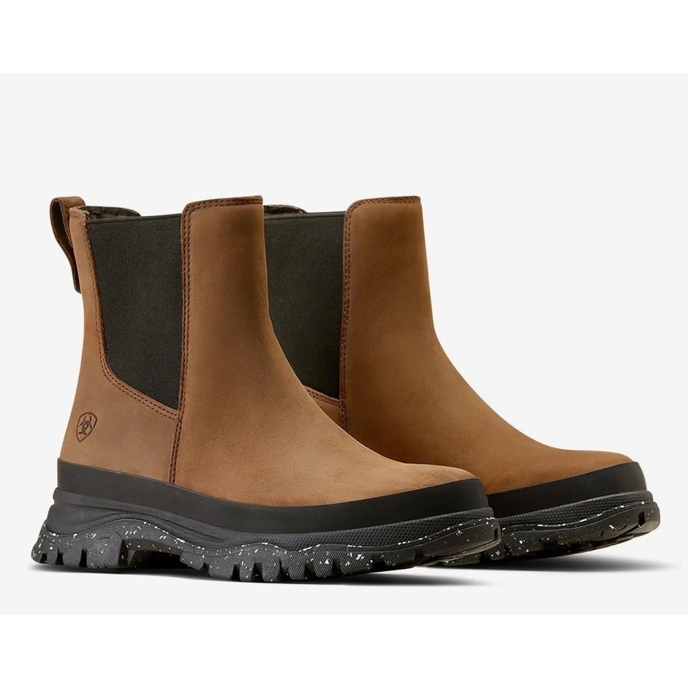 Women's Ariat Moresby Twin Gore Waterproof Boots brown leather black rubber sole